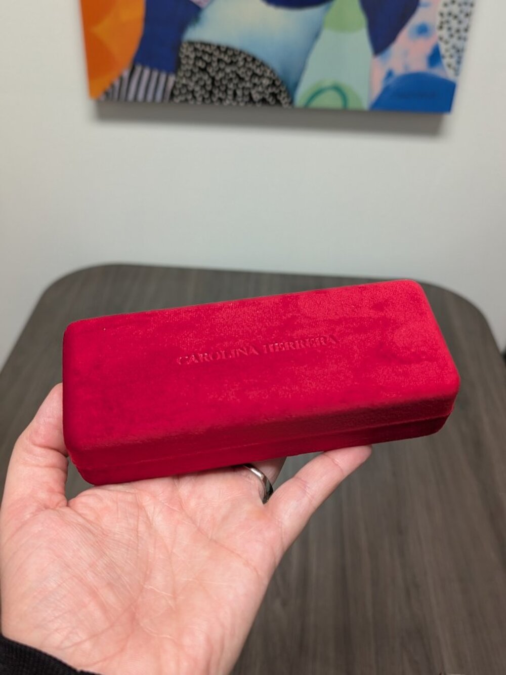 BRAND NEW SMALL Carolina Herrera Lipstick Red Velvet Glasses Cases w/ Lens Cloth